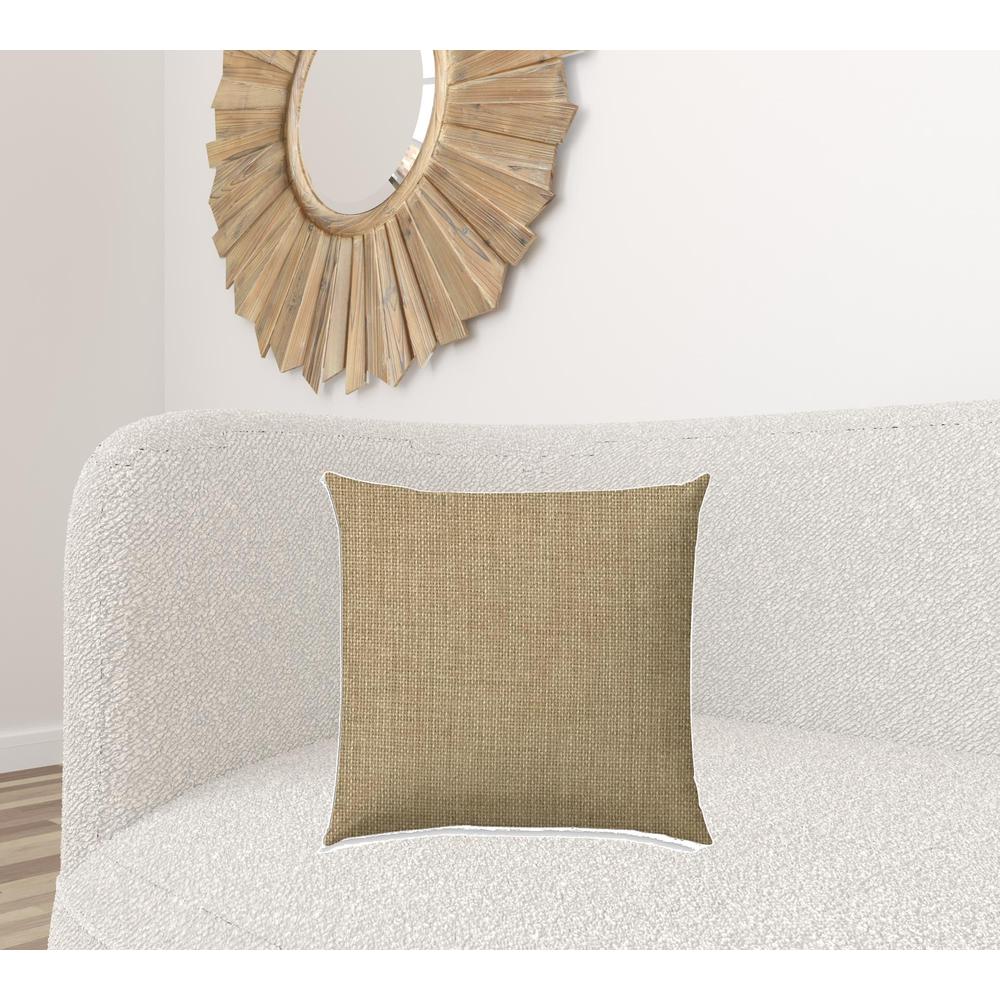 20" X 20" Tan And White Blown Seam Solid Color Throw Indoor Outdoor Pillow. Picture 2
