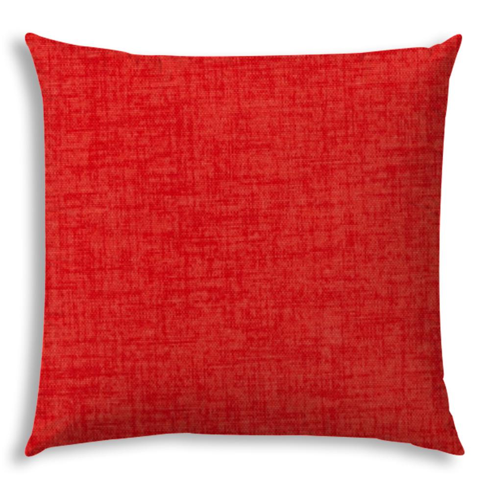 20" X 20" Coral And Red Blown Seam Solid Color Throw Indoor Outdoor Pillow. Picture 1