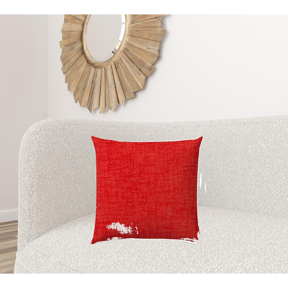 20" X 20" Coral And Red Blown Seam Solid Color Throw Indoor Outdoor Pillow. Picture 2