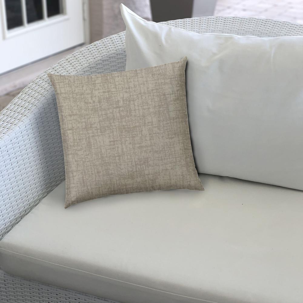 20" X 20" Light Taupe Blown Seam Solid Color Throw Indoor Outdoor Pillow. Picture 4