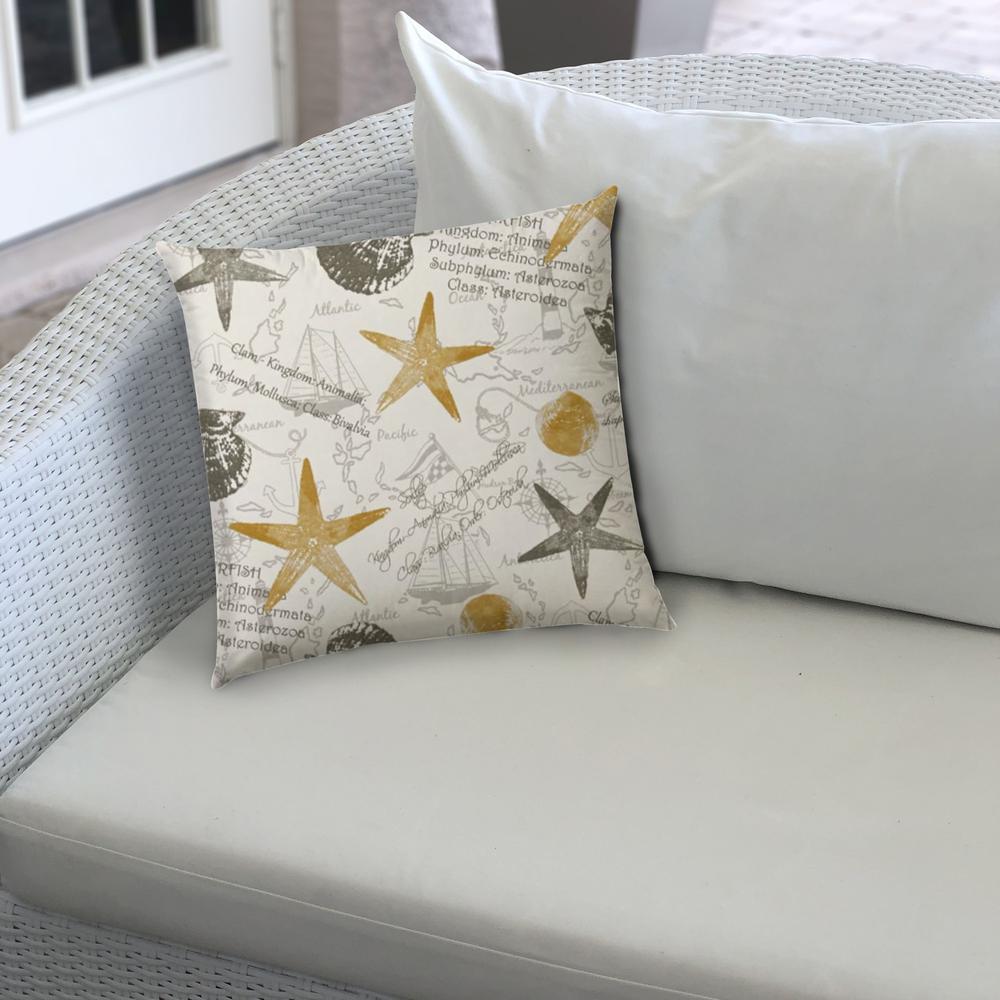 20" X 20" Gold And Cream Boat Blown Seam Coastal Throw Indoor Outdoor Pillow. Picture 4