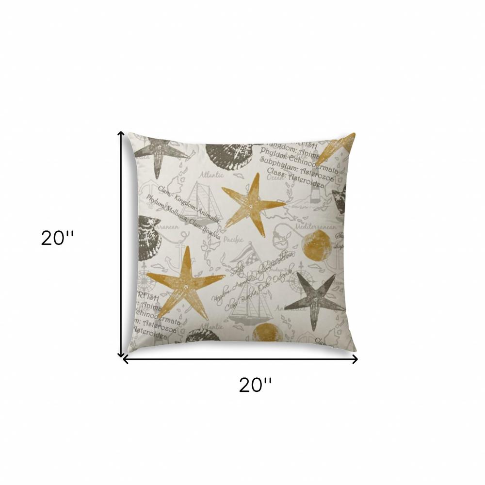 20" X 20" Gold And Cream Boat Blown Seam Coastal Throw Indoor Outdoor Pillow. Picture 7