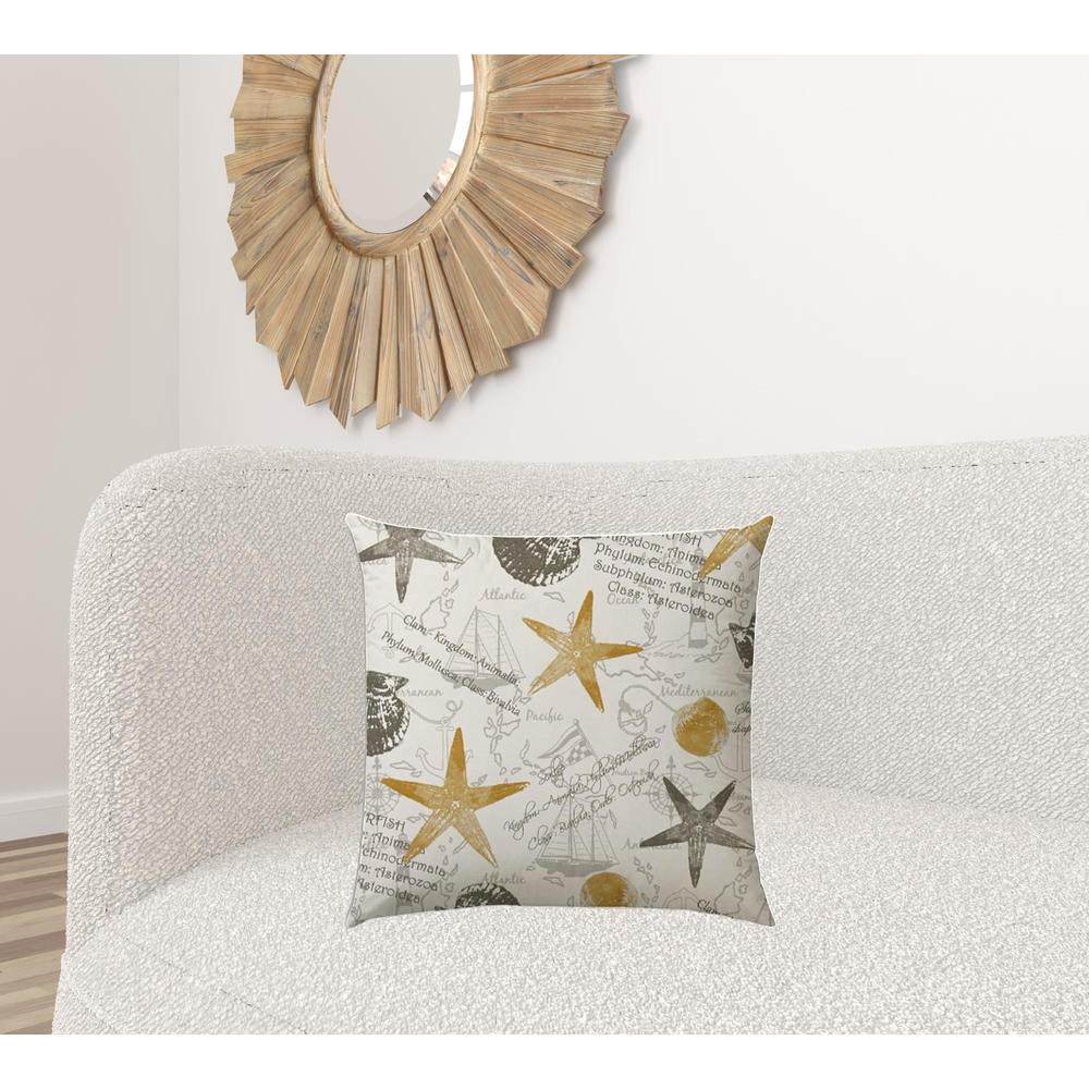 20" X 20" Gold And Cream Boat Blown Seam Coastal Throw Indoor Outdoor Pillow. Picture 2
