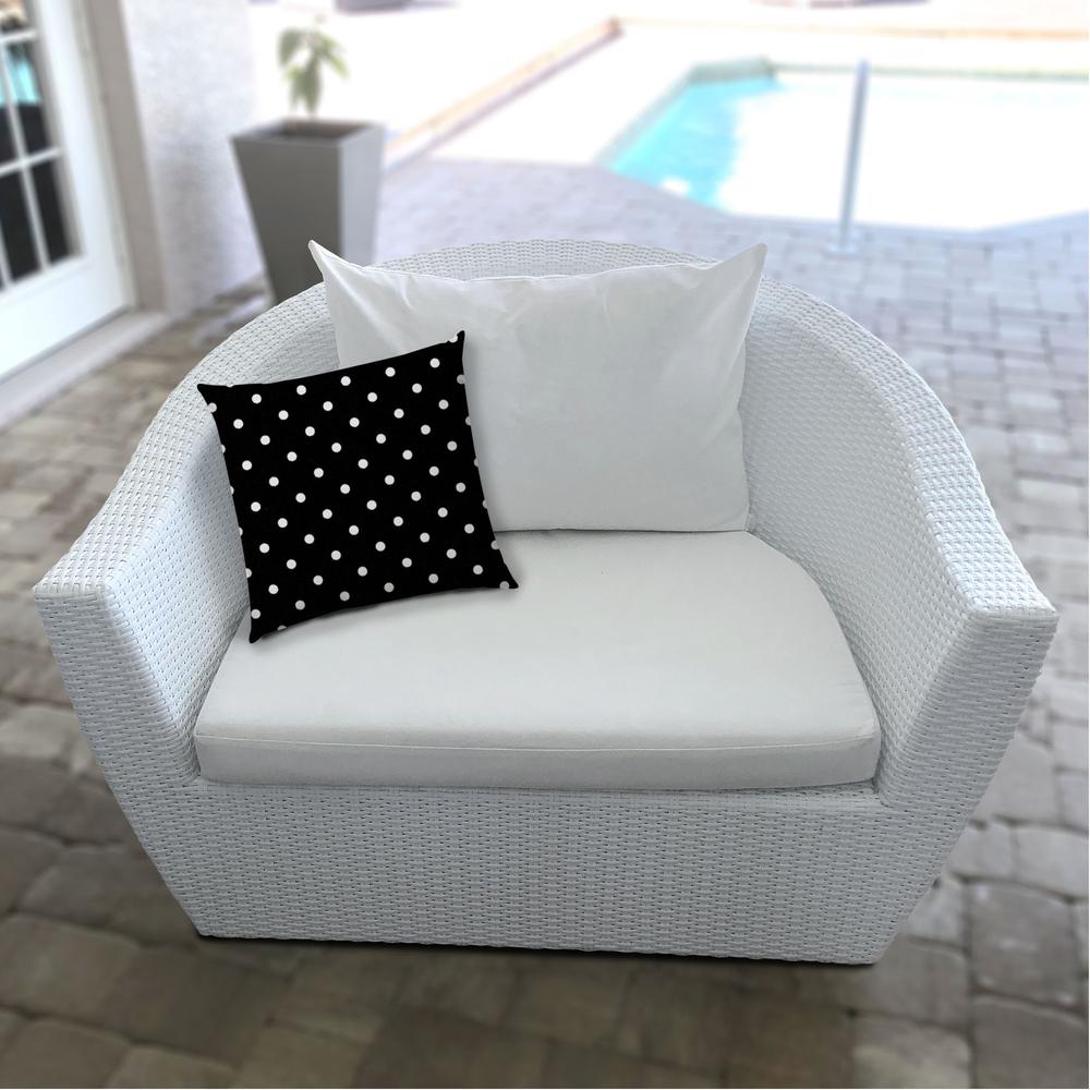 20" X 20" Black And White Blown Seam Polka Dots Throw Indoor Outdoor Pillow. Picture 5