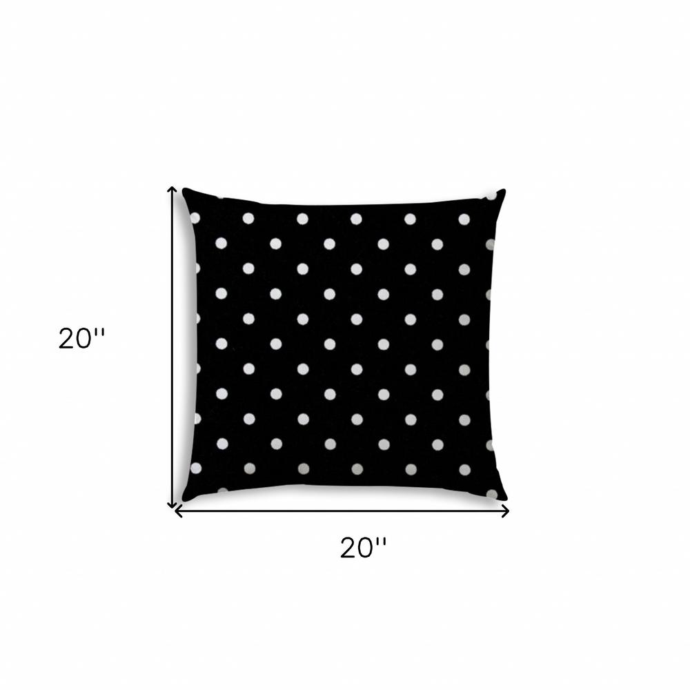 20" X 20" Black And White Blown Seam Polka Dots Throw Indoor Outdoor Pillow. Picture 7