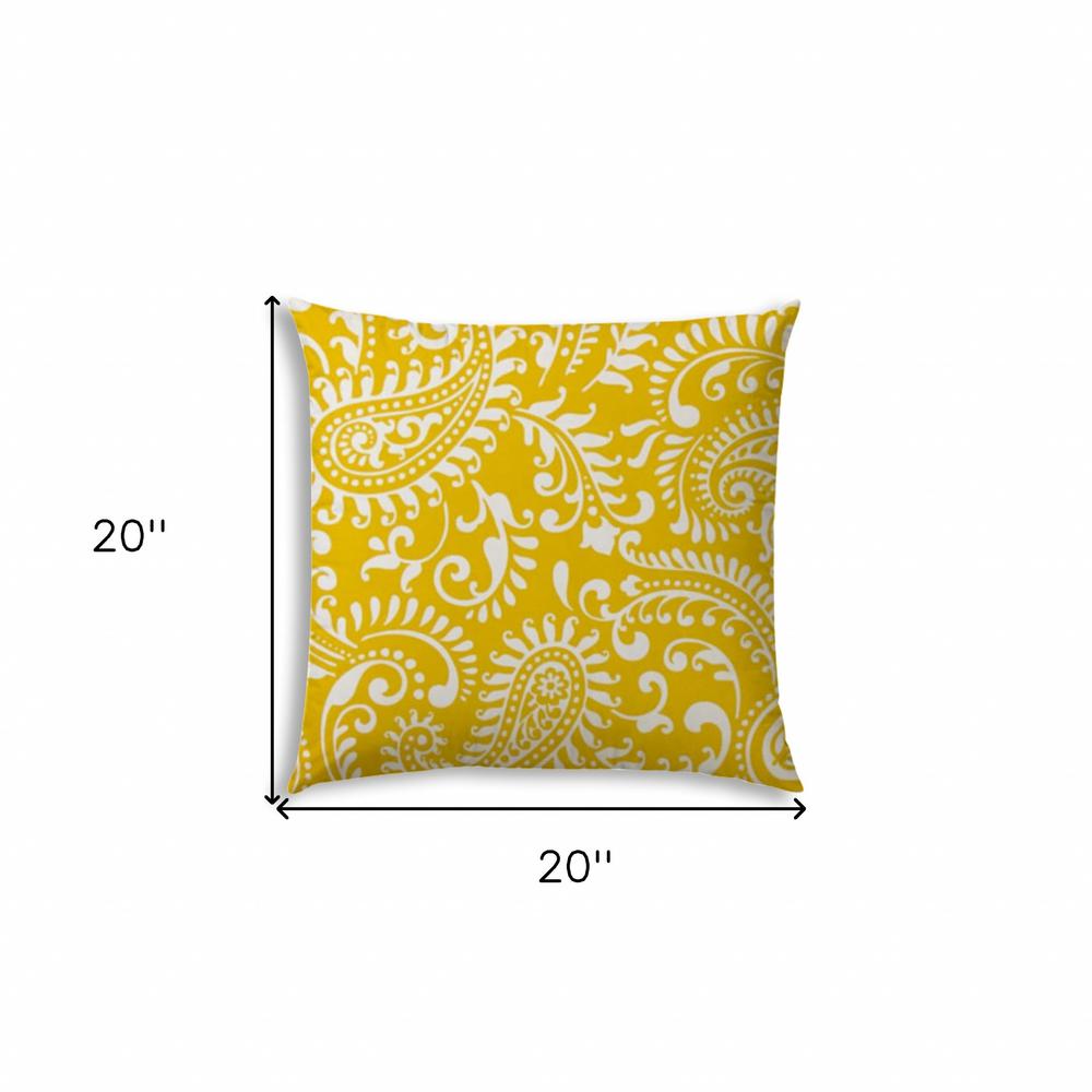 20" X 20" Cream And White Blown Seam Paisley Throw Indoor Outdoor Pillow. Picture 7