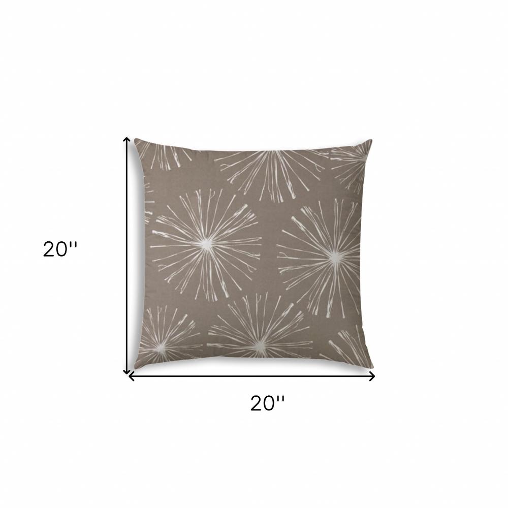 20" X 20" Taupe And White Blown Seam Floral Throw Indoor Outdoor Pillow. Picture 7