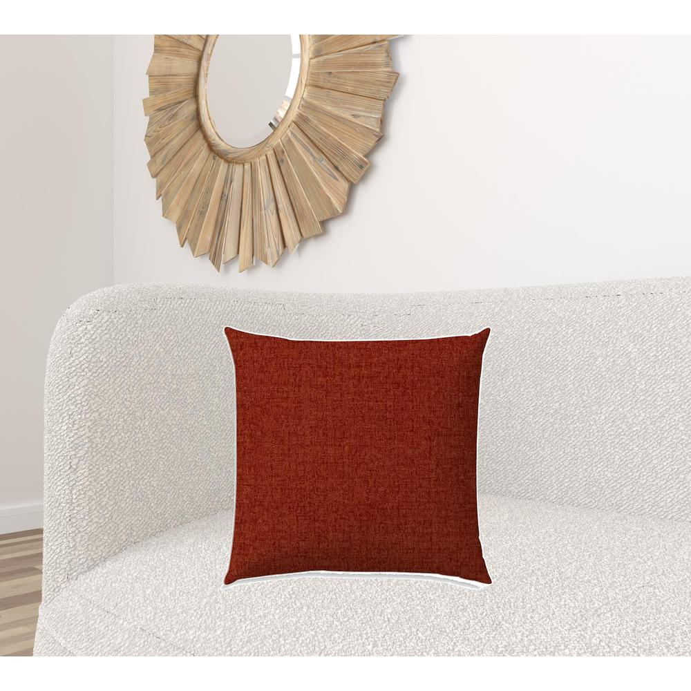 20" X 20" Brick And Red Blown Seam Solid Color Throw Indoor Outdoor Pillow. Picture 2