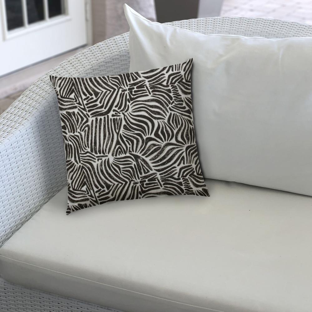 Black, White Safari Animals Blown Seam Animal Print Throw Indoor Outdoor Pillow. Picture 3