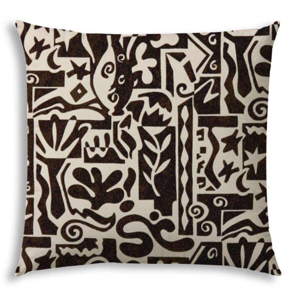 Black Modern Indoor Outdoor Sewn Throw Pillow. Picture 1