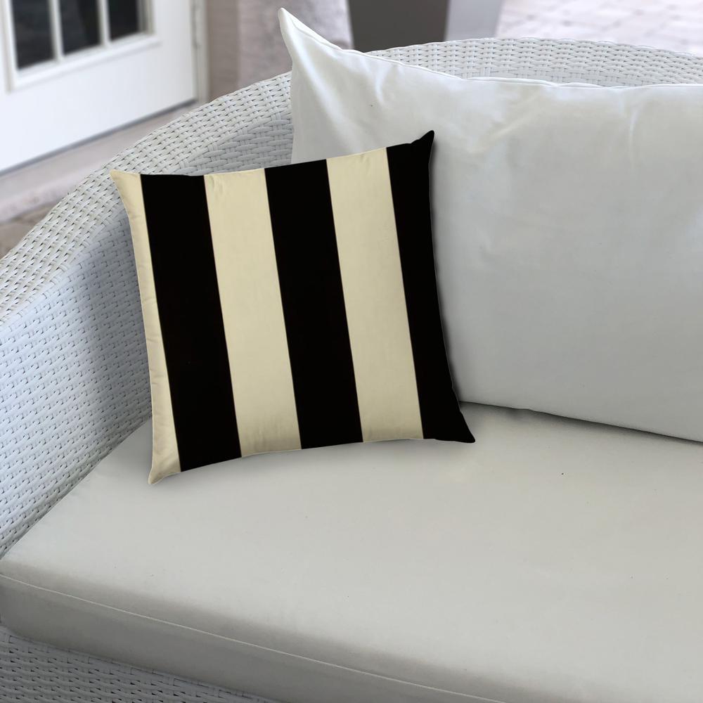 20" X 20" Black And Ivory Blown Seam Striped Throw Indoor Outdoor Pillow. Picture 3