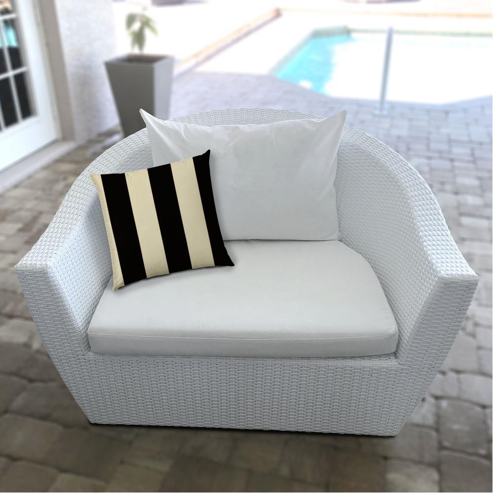 20" X 20" Black And Ivory Blown Seam Striped Throw Indoor Outdoor Pillow. Picture 4