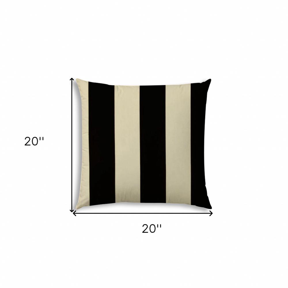20" X 20" Black And Ivory Blown Seam Striped Throw Indoor Outdoor Pillow. Picture 6