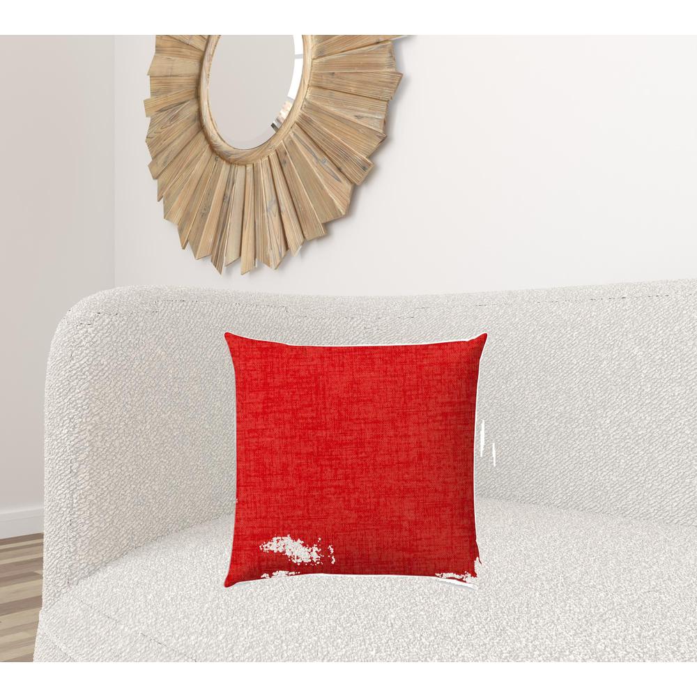 20" X 20" Coral And Red Zippered Solid Color Throw Indoor Outdoor Pillow. Picture 2