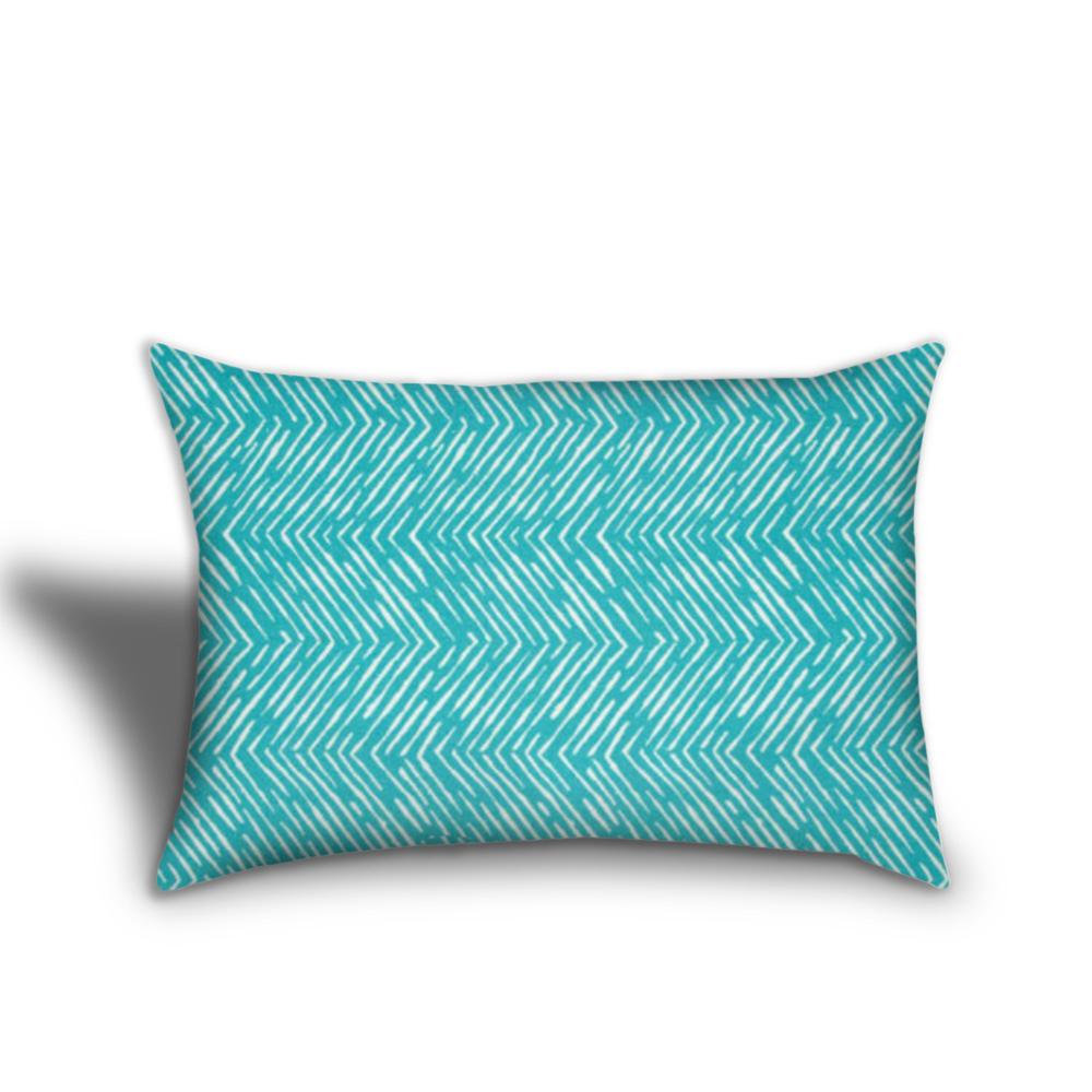 Blue, White Blown Seam Floral Throw Indoor Outdoor Pillow. Picture 5