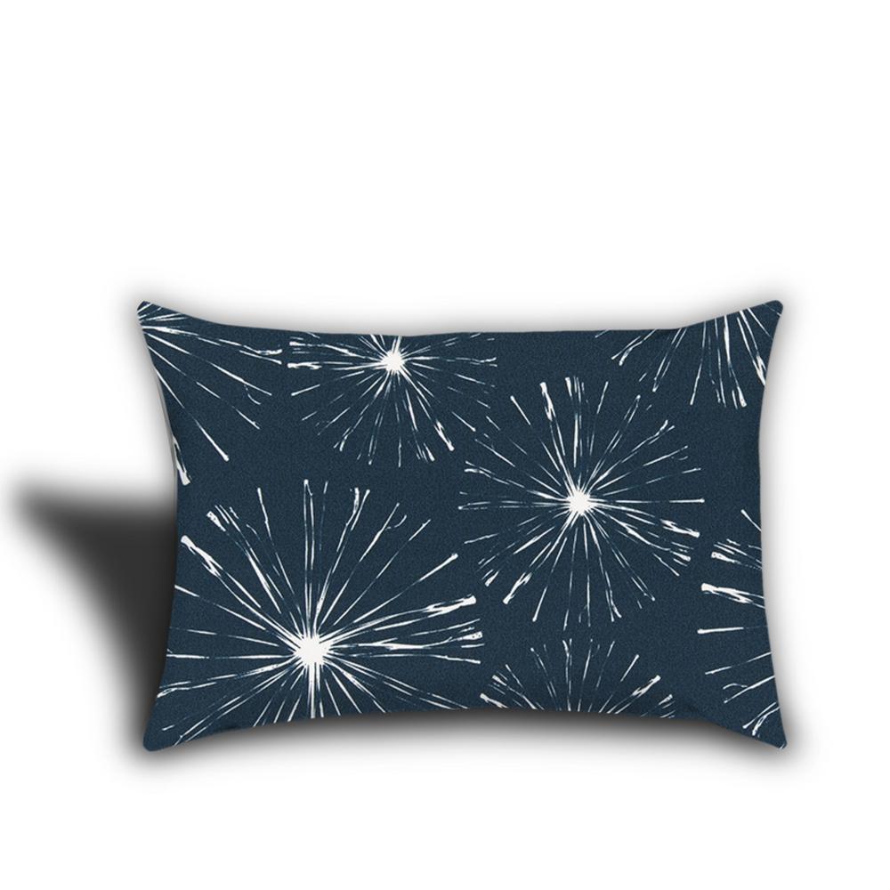 Blue, White Blown Seam Floral Throw Indoor Outdoor Pillow. Picture 5