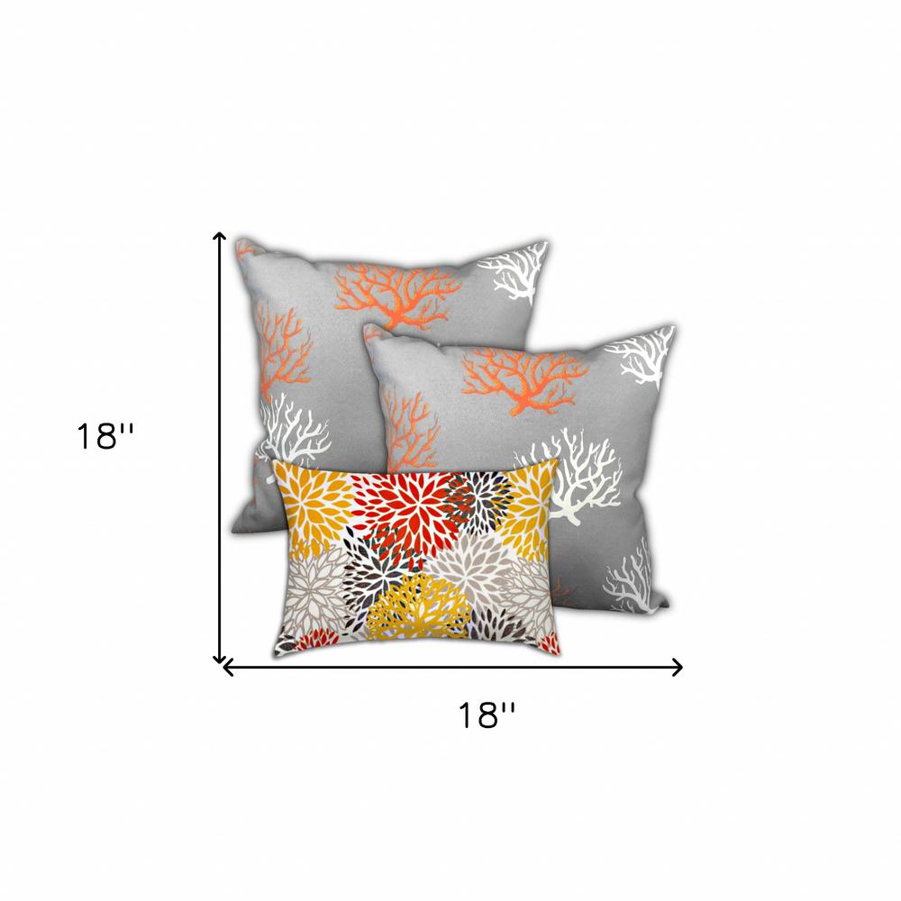 Gray, White Corals Zippered Coastal Throw Indoor Outdoor Pillow. Picture 7