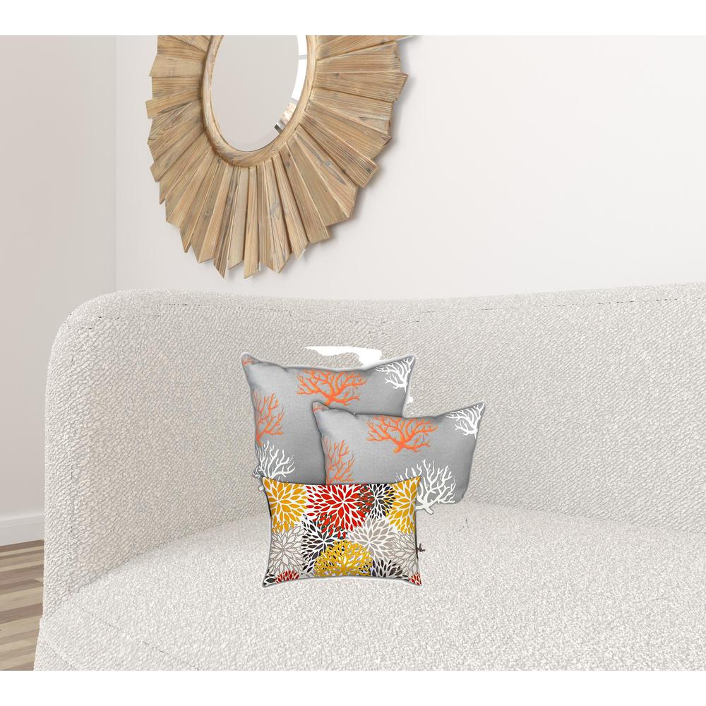 Gray, White Corals Zippered Coastal Throw Indoor Outdoor Pillow. Picture 2