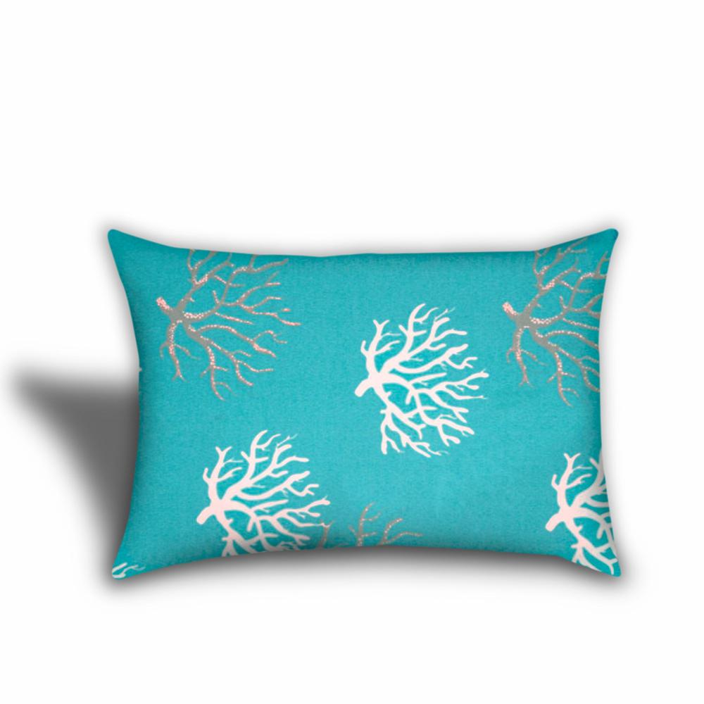 Ocean Blue, White Starfish Zippered Coastal Throw Indoor Outdoor Pillow. Picture 5
