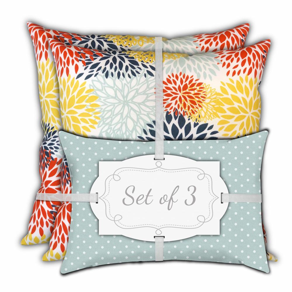 Seafoam, White Zippered Floral Throw Indoor Outdoor Pillow. Picture 1