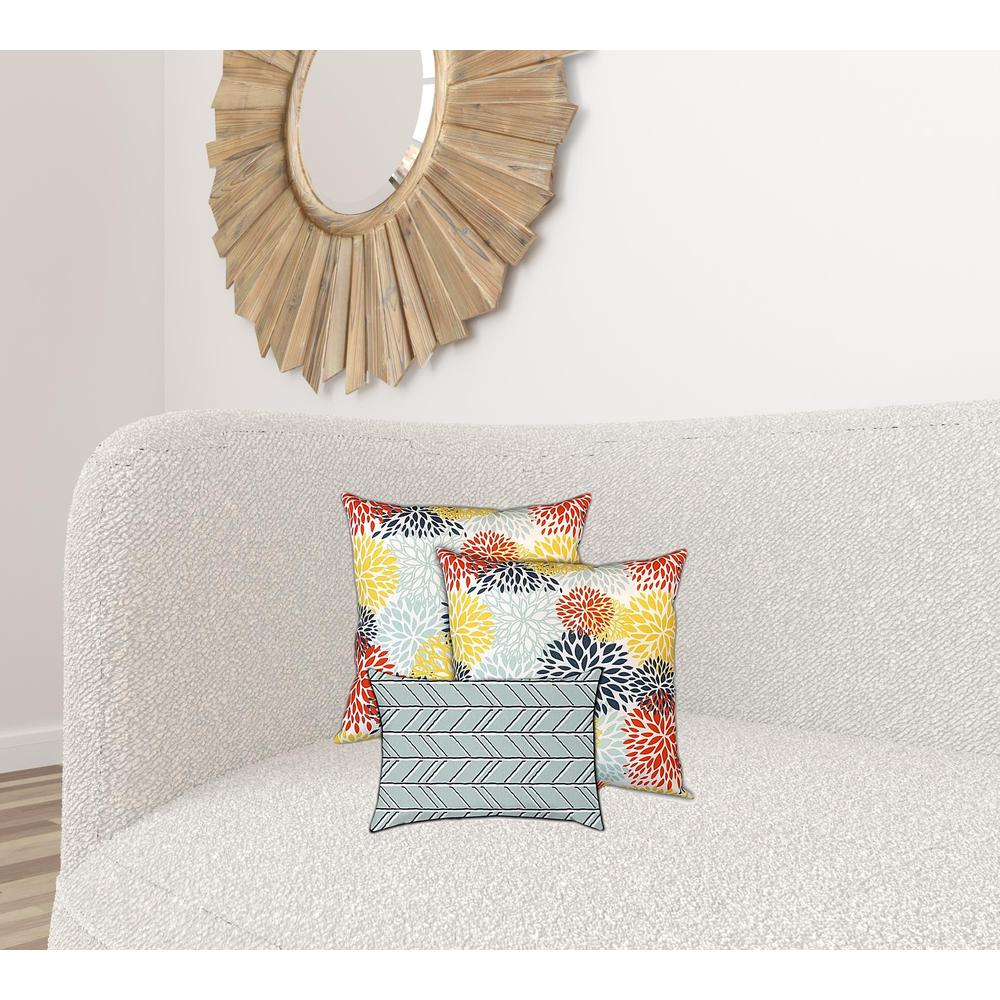 Seafoam, White Zippered Floral Throw Indoor Outdoor Pillow. Picture 2