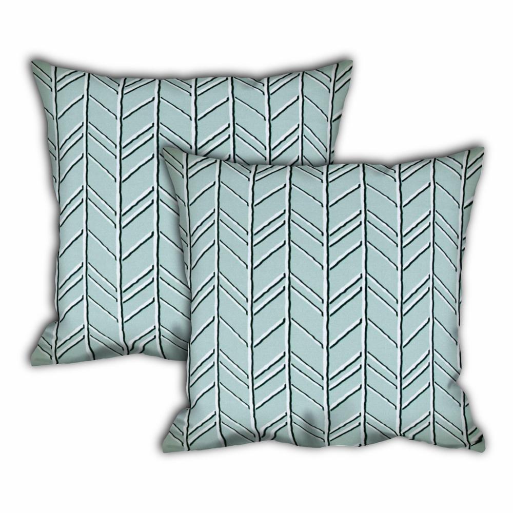 Seafoam, White Zippered Floral Throw Indoor Outdoor Pillow. Picture 4