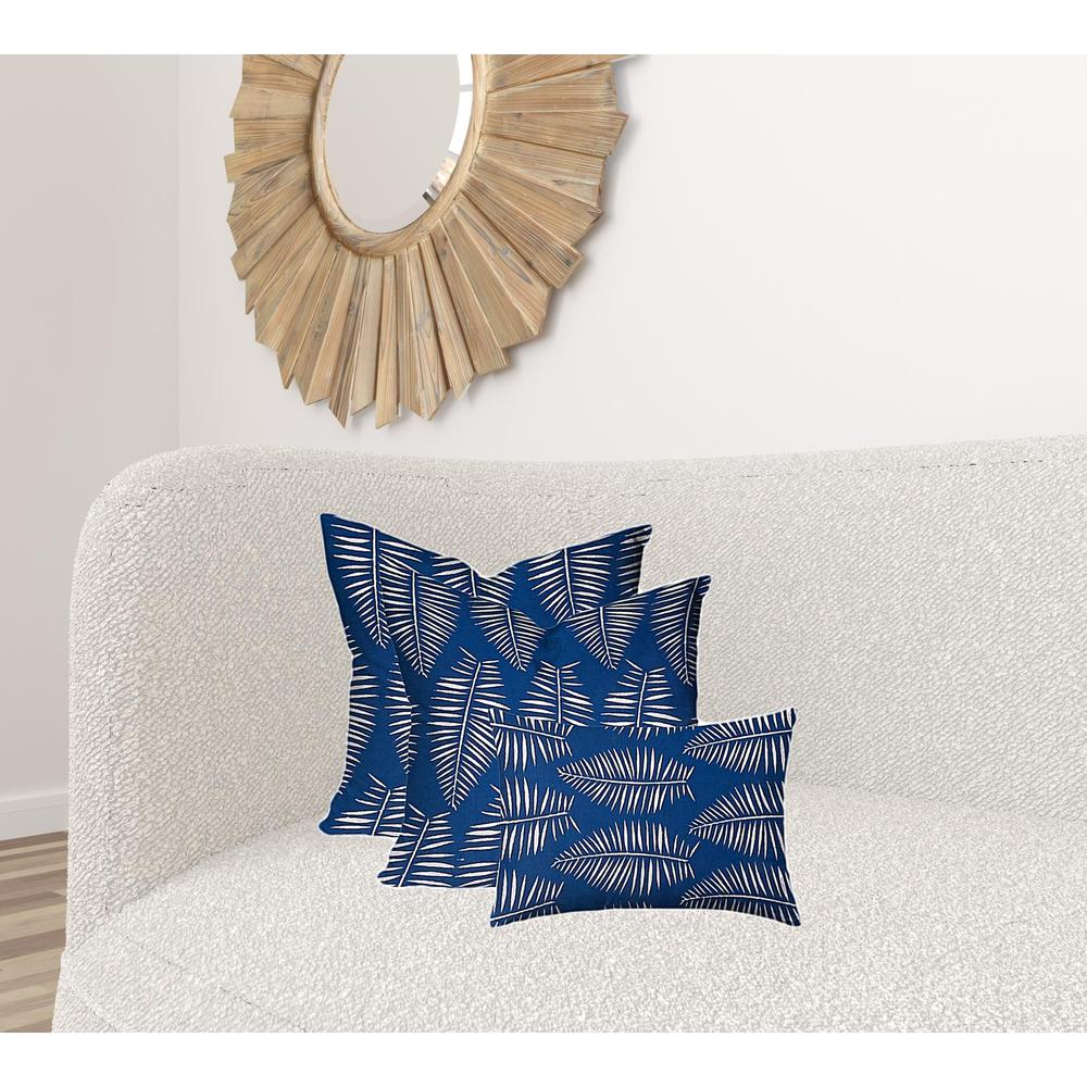 Set Of Three 20" X 20" Blue, White Zippered Coastal Throw Indoor Outdoor Pillow. Picture 1