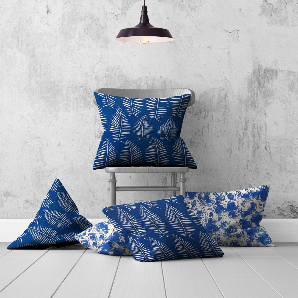 Blue, White Enveloped Coastal Throw Indoor Outdoor Pillow. Picture 4