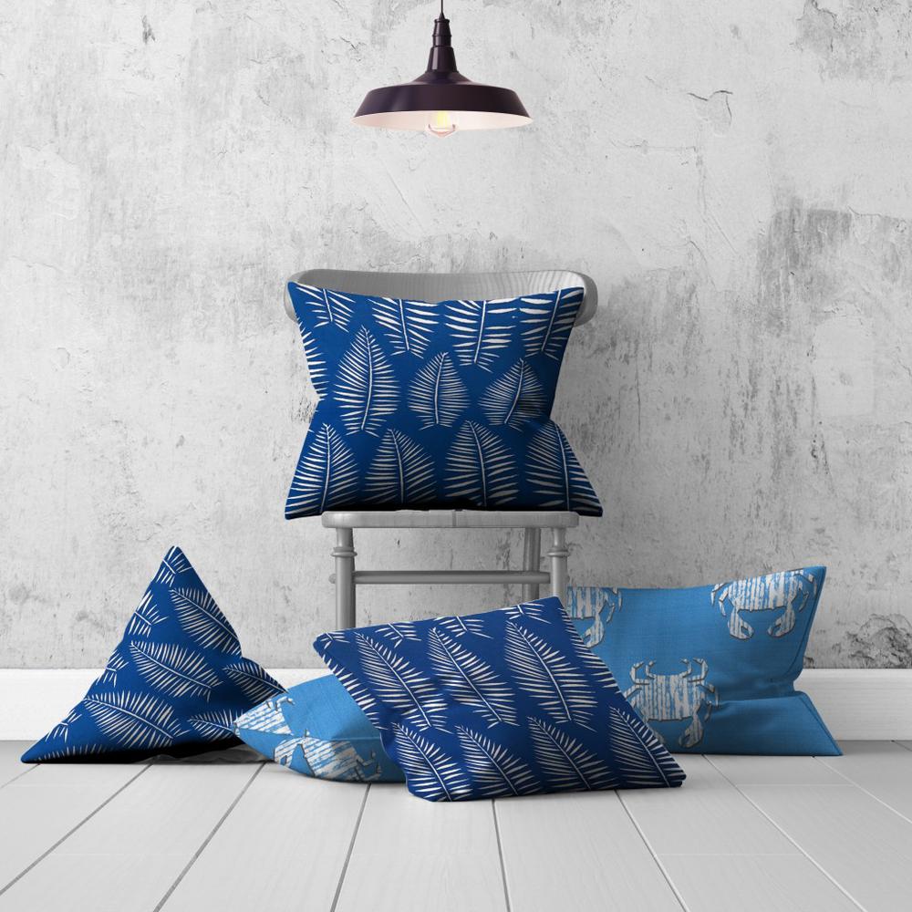 Blue, White Zippered Coastal Throw Indoor Outdoor Pillow Cover. Picture 4