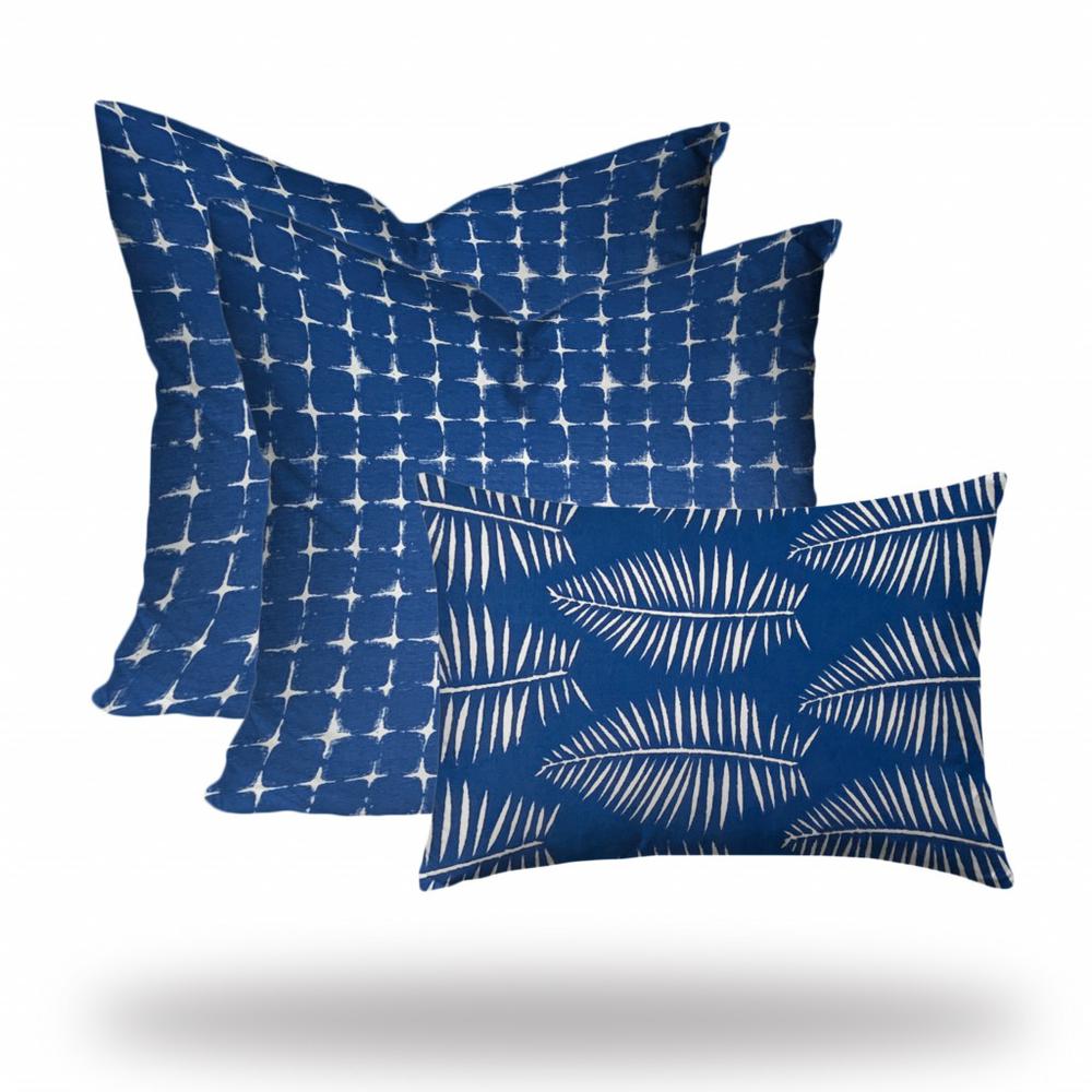 Blue, White Blown Seam Gingham Throw Indoor Outdoor Pillow. Picture 2