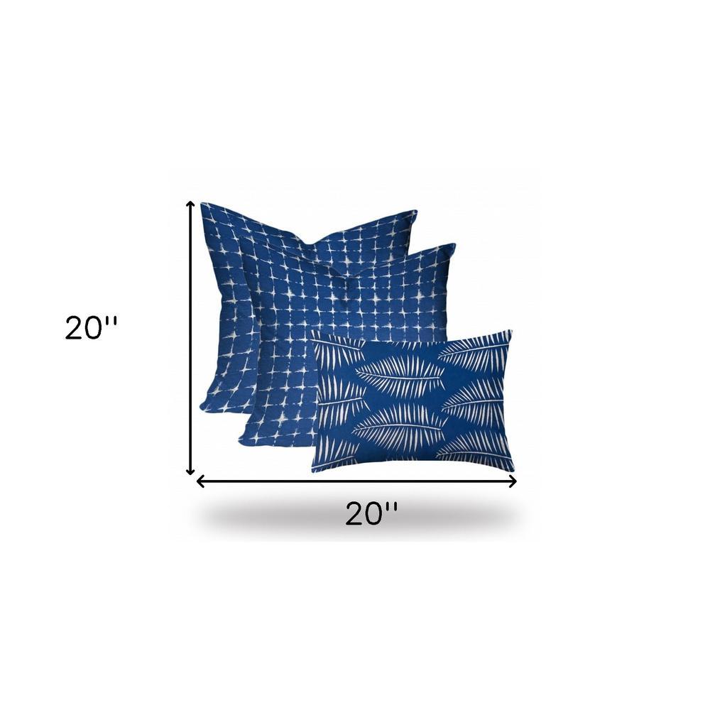 Blue, White Blown Seam Gingham Throw Indoor Outdoor Pillow. Picture 6