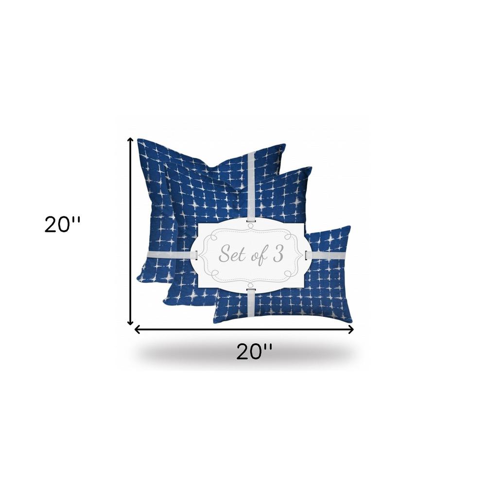 Blue, White Blown Seam Gingham Throw Indoor Outdoor Pillow. Picture 6