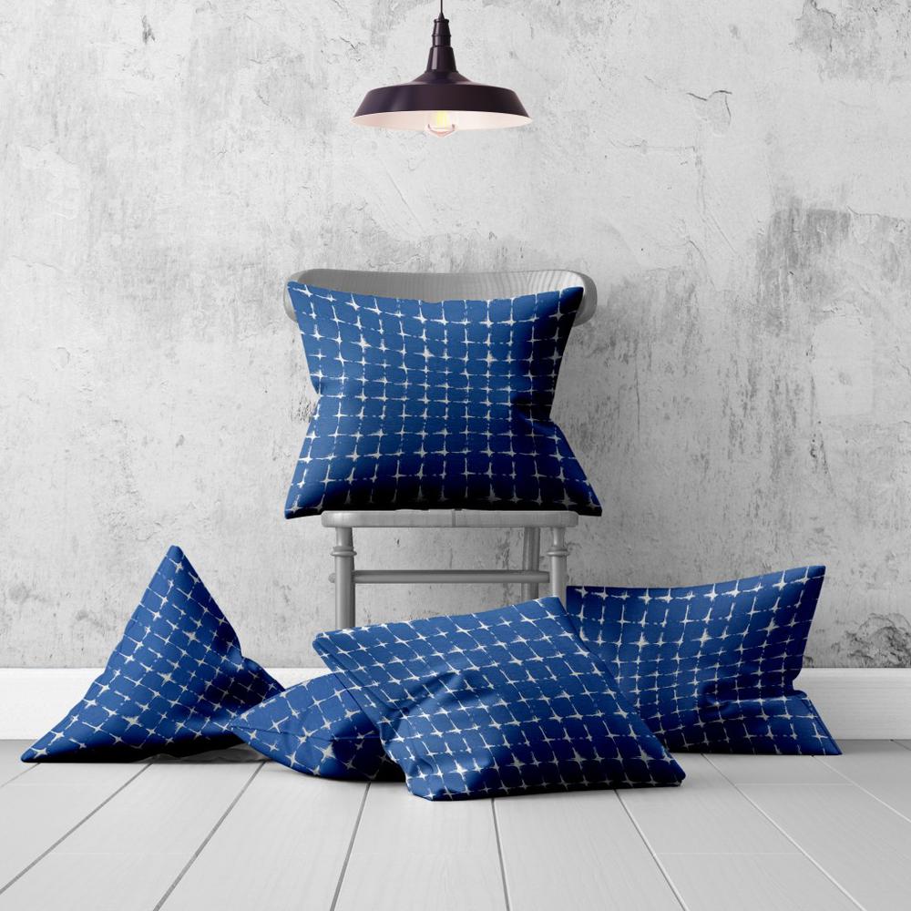 Blue, White Enveloped Gingham Throw Indoor Outdoor Pillow. Picture 4