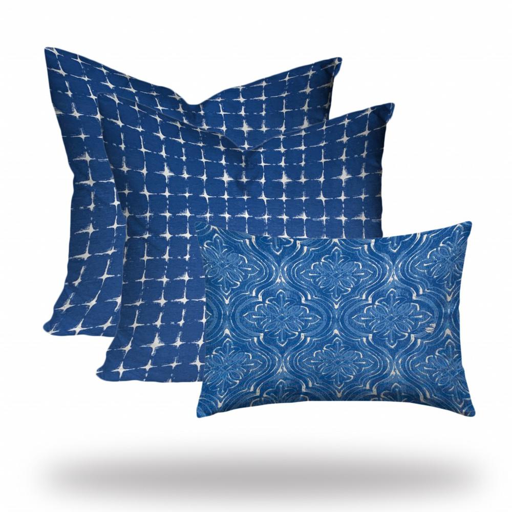 Blue, White Enveloped Gingham Throw Indoor Outdoor Pillow Cover. Picture 3