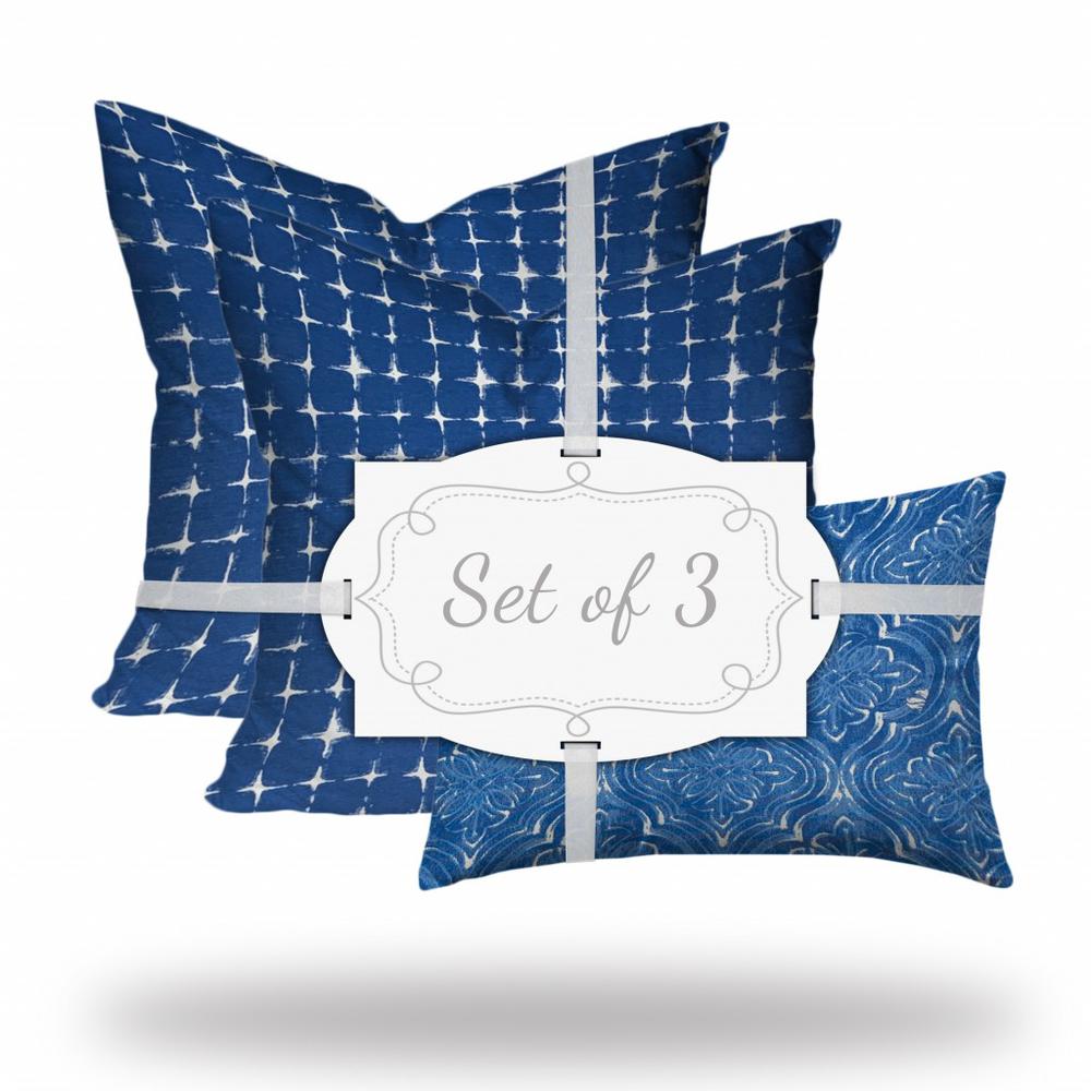 Blue, White Enveloped Gingham Throw Indoor Outdoor Pillow Cover. Picture 1