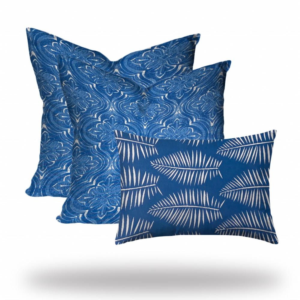Blue, White Enveloped Coastal Throw Indoor Outdoor Pillow Cover. Picture 2
