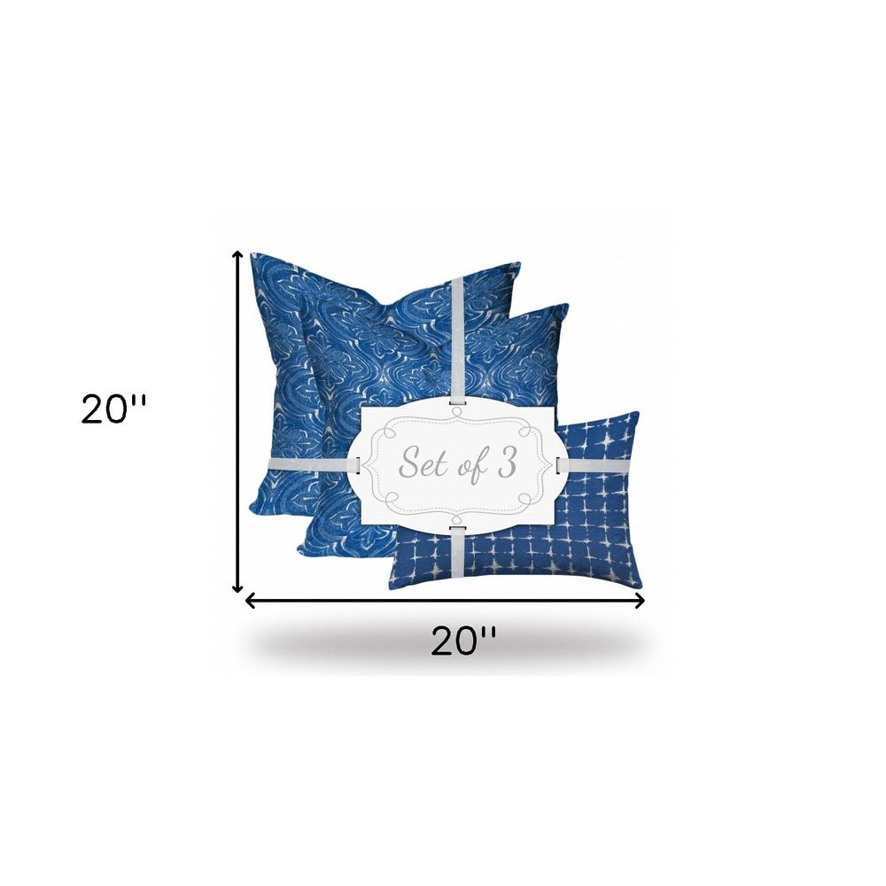 Set Of Three 20" X 20" Blue, White Zippered Coastal Throw Indoor Outdoor Pillow. Picture 6