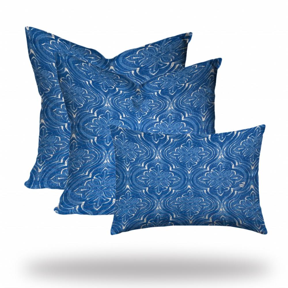 Blue, White Blown Seam Coastal Throw Indoor Outdoor Pillow. Picture 3