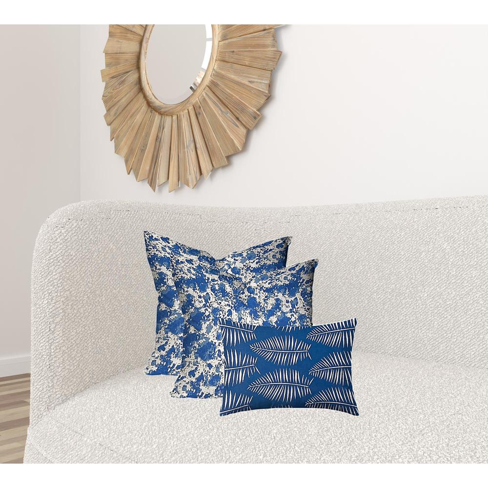 Blue, White Blown Seam Coastal Throw Indoor Outdoor Pillow. Picture 1