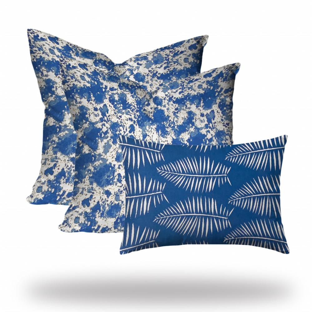 Set Of Three 20" X 20" Blue, White Zippered Coastal Throw Indoor Outdoor Pillow. Picture 2