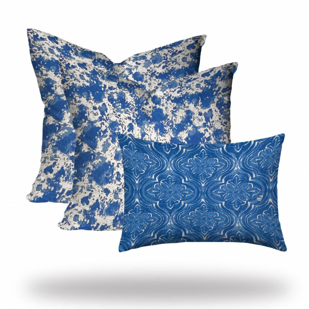 Blue, White Enveloped Coastal Throw Indoor Outdoor Pillow Cover. Picture 3
