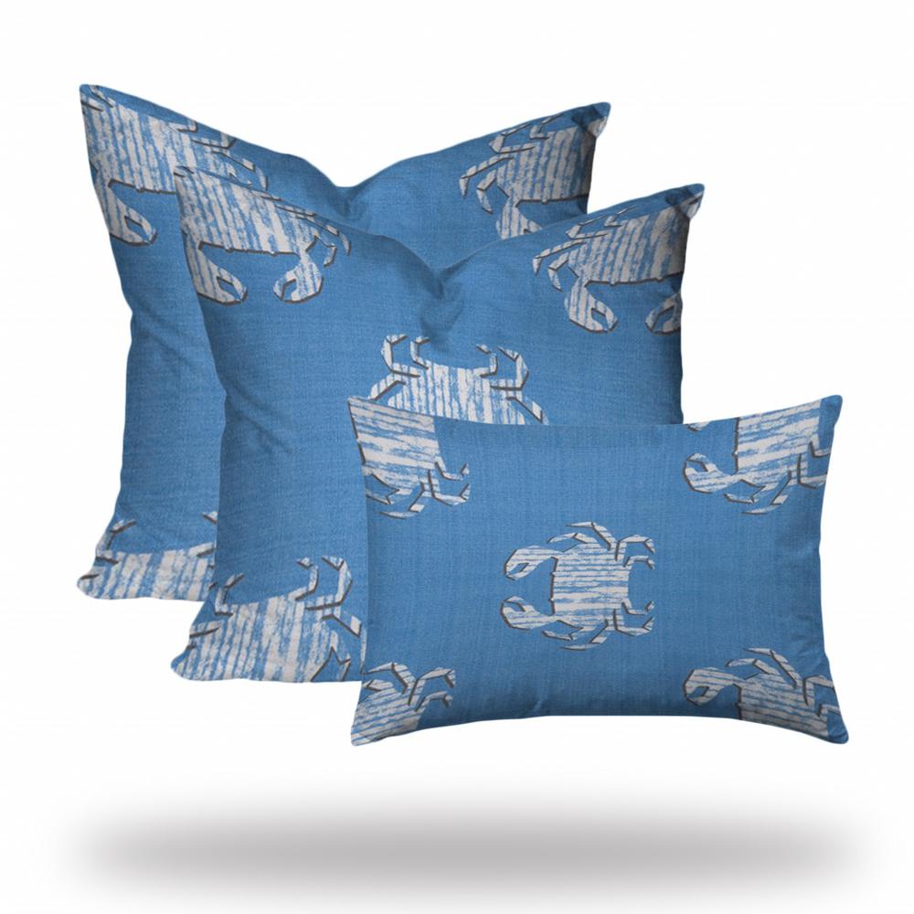 20" X 20" Blue And White Zippered Throw Indoor Outdoor Pillow. Picture 3