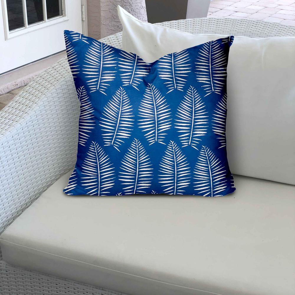 12" X 12" Blue And White Blown Seam Tropical Throw Indoor Outdoor Pillow. Picture 3