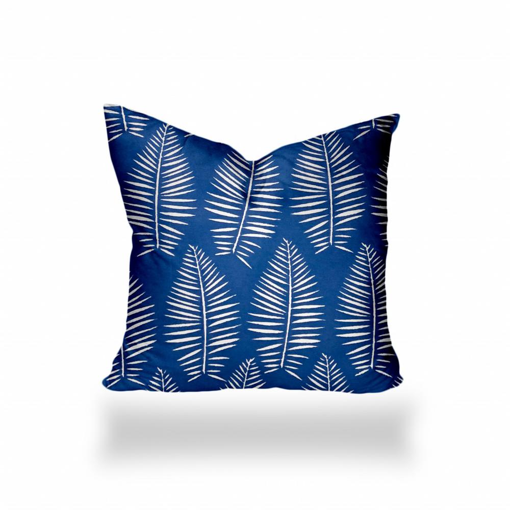 16" X 16" Blue And White Blown Seam Tropical Throw Indoor Outdoor Pillow. Picture 1
