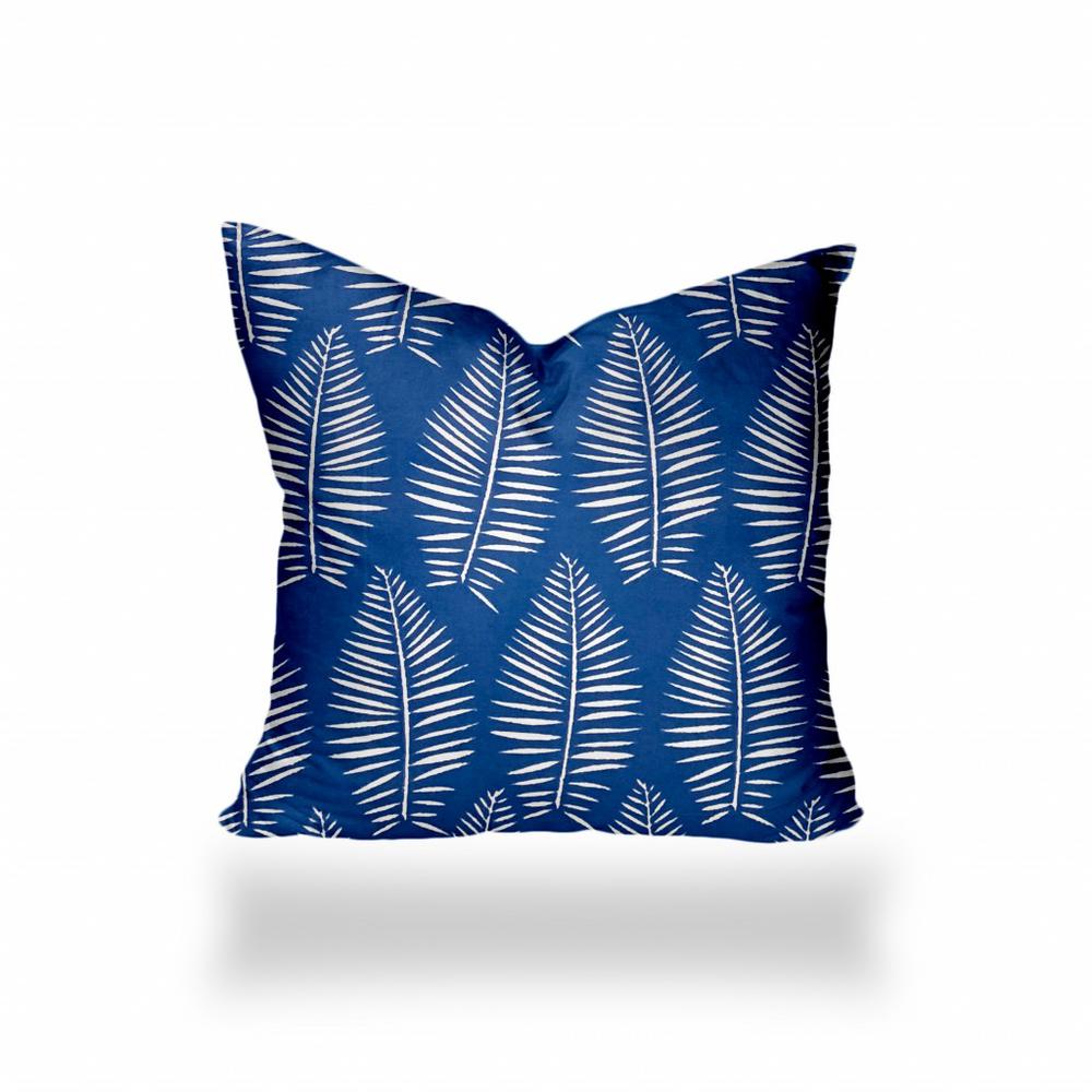 17" X 17" Blue And White Blown Seam Tropical Throw Indoor Outdoor Pillow. Picture 1
