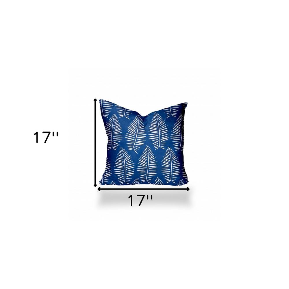 17" X 17" Blue And White Blown Seam Tropical Throw Indoor Outdoor Pillow. Picture 4