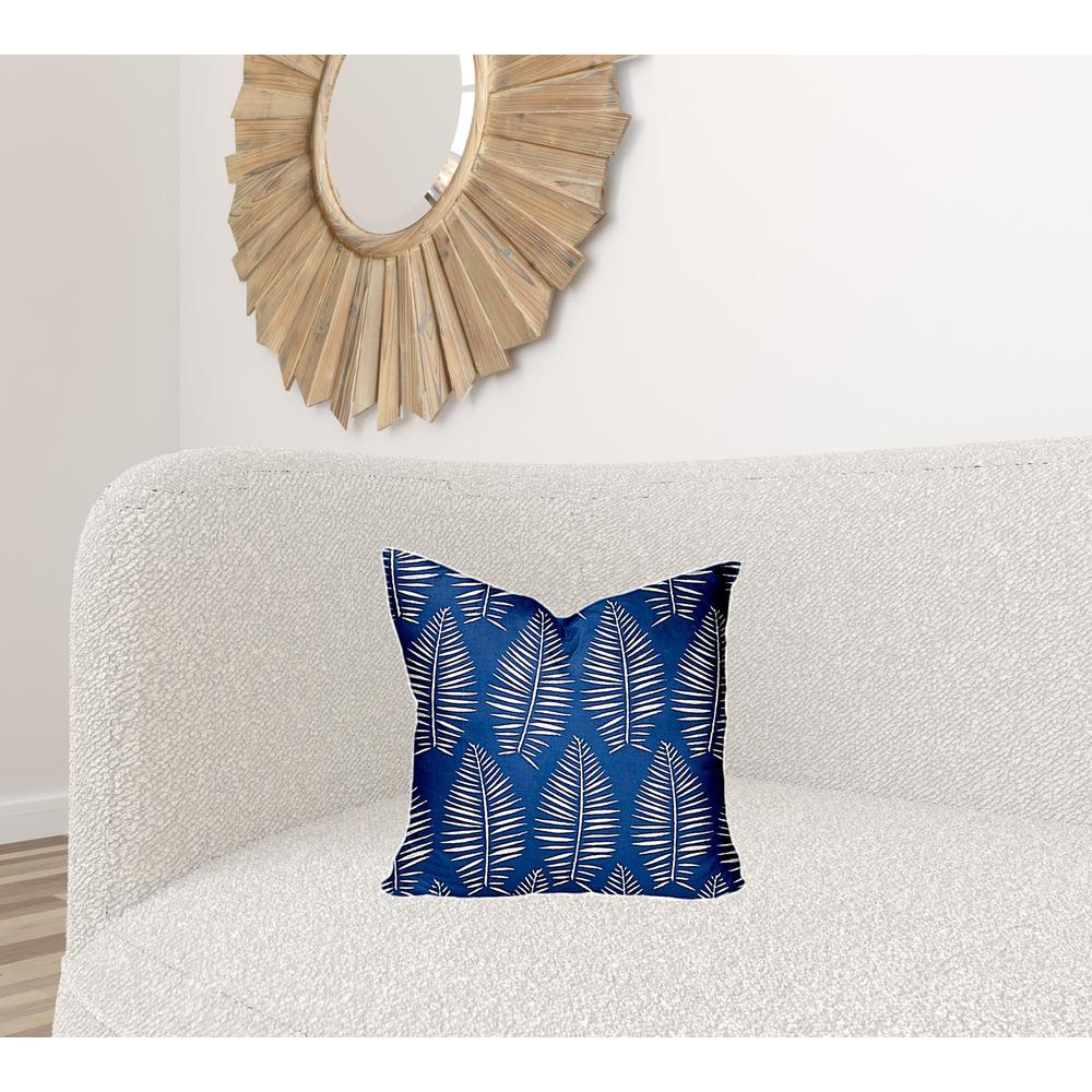 17" X 17" Blue And White Blown Seam Tropical Throw Indoor Outdoor Pillow. Picture 2