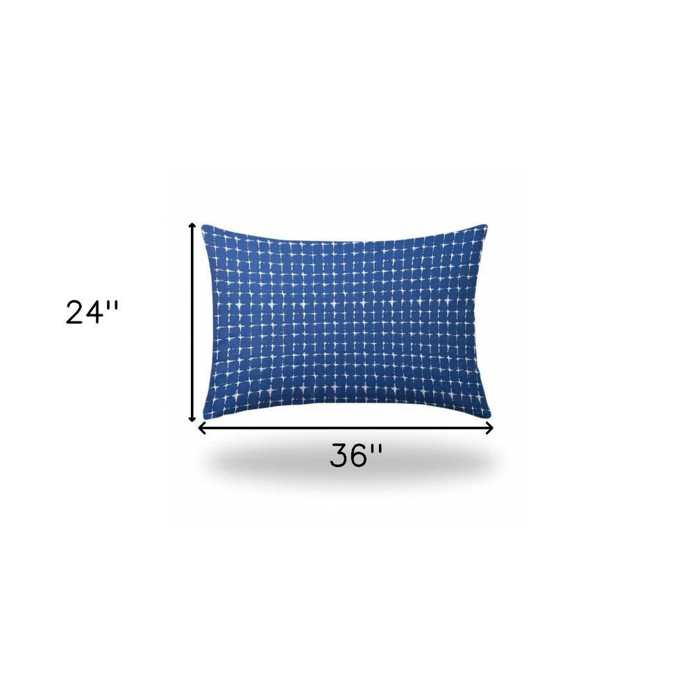 24" X 36" Blue And White Enveloped Gingham Lumbar Indoor Outdoor Pillow Cover. Picture 4