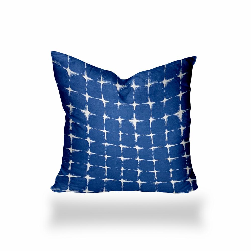 12" X 12" Blue And White Enveloped Abstract Throw Indoor Outdoor Pillow Cover. Picture 1