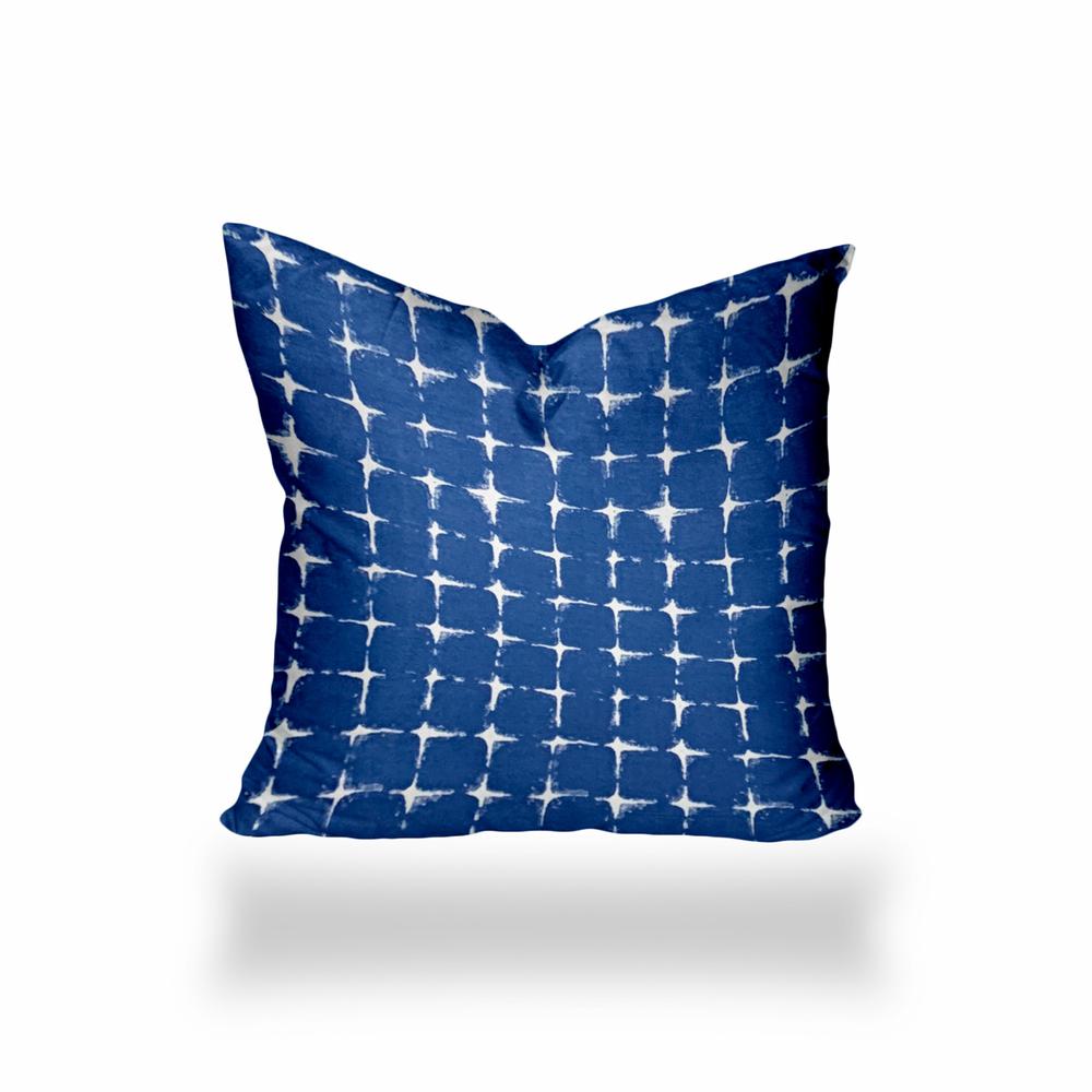 14" X 14" Blue And White Enveloped Gingham Throw Indoor Outdoor Pillow Cover. Picture 1